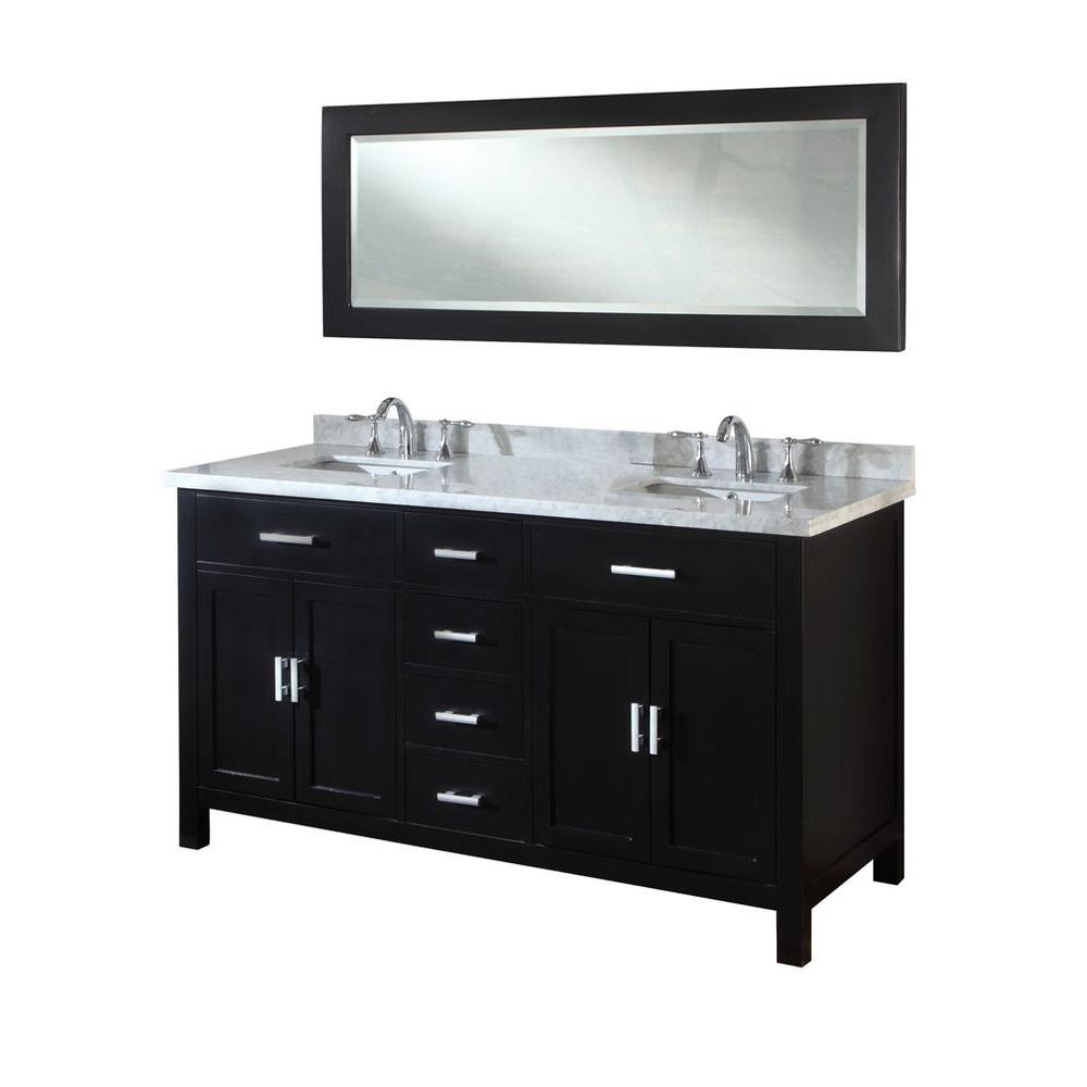 Direct vanity sink Hutton Spa 63 in. Double Vanity in Ebony with Marble