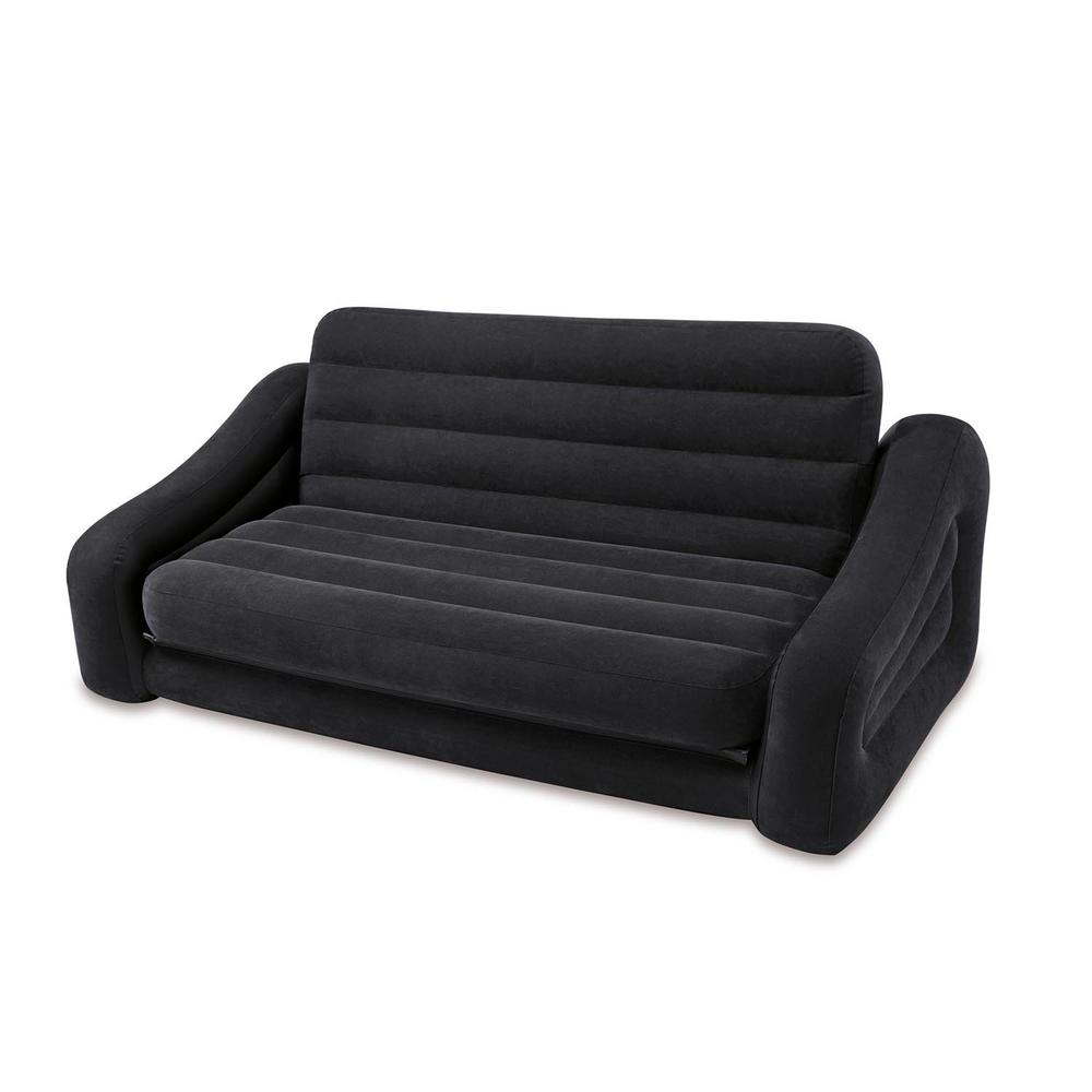 Intex Queen Size Dark Gray Inflatable Pull Out Futon Sofa Couch