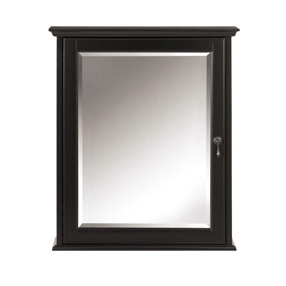 Home Decorators Collection Newport 24 In W X 28 In H Framed Bathroom Medicine Cabinet In Black 9390600210 The Home Depot