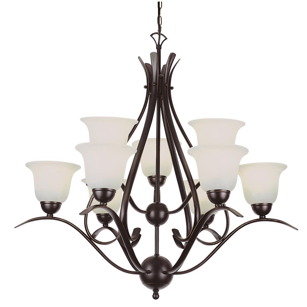 Bel Air Lighting Aspen 9 Light Rubbed Oil Bronze Chandelier With Bel Air Lighting Aspen 9 Light Rubbed Oil Bronze Chandelier With Frosted Shades