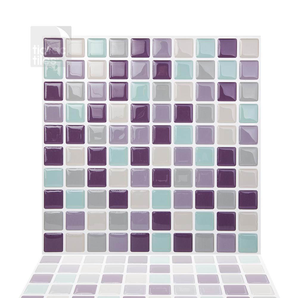 Tic Tac Tiles Mosaic Violetmint 10 In W X 10 In H Peel And Stick Self Adhesive Decorative Mosaic Wall Tile Backsplash 5 Tiles Hd Sqw09 5 The Home Depot