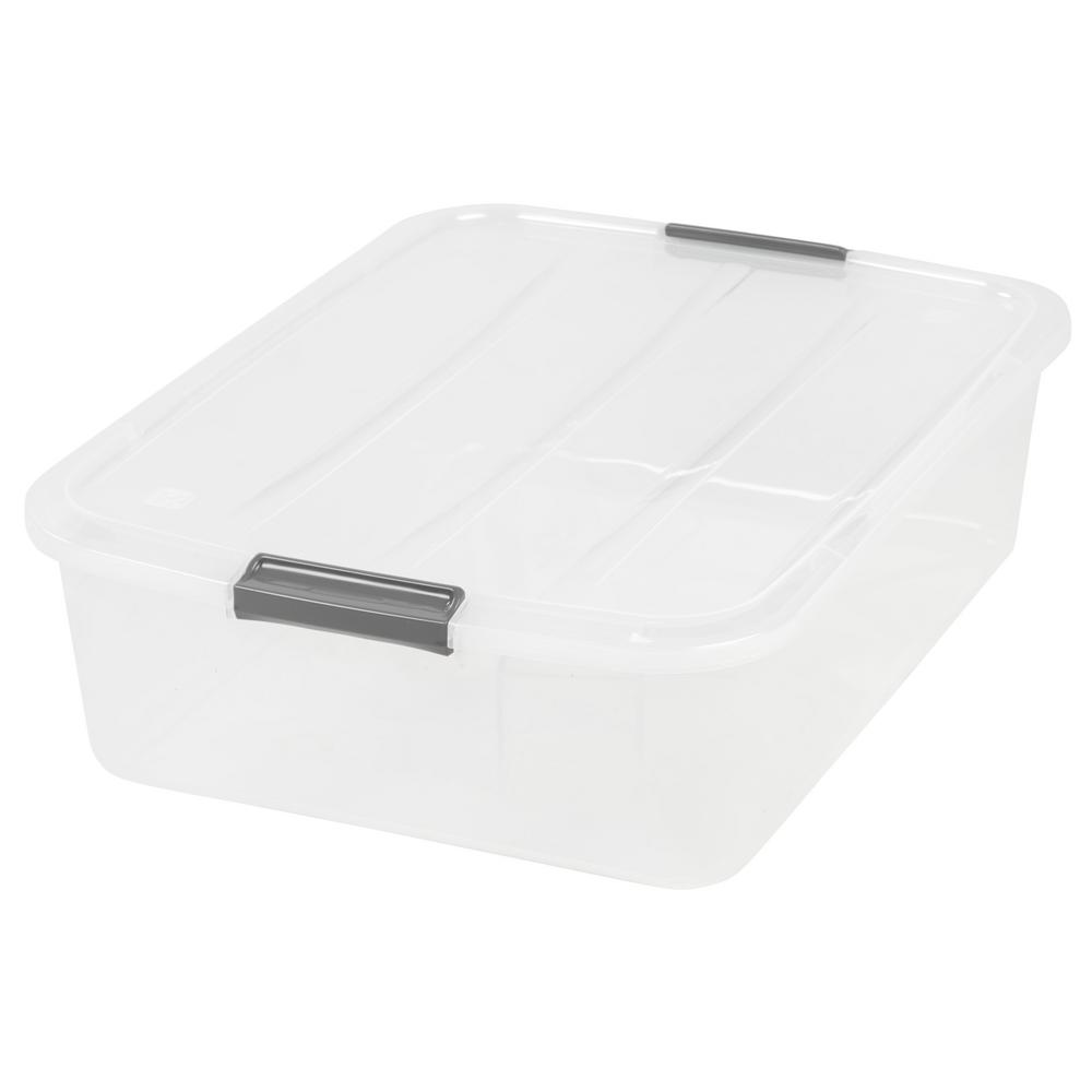 IRIS 32Qt. Underbed Buckle Up Storage Box in Clear100543 The Home Depot