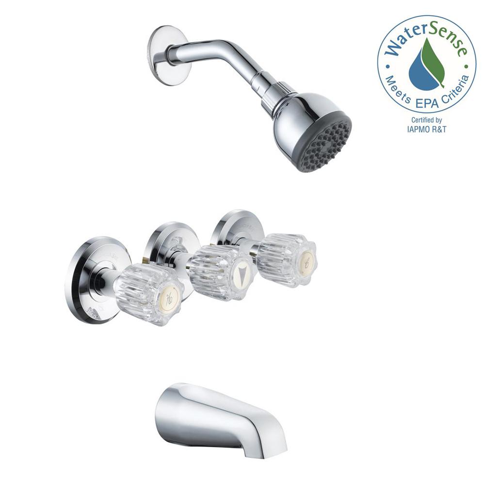 Glacier Bay Aragon 3 Handle 1 Spray Tub And Shower Faucet In