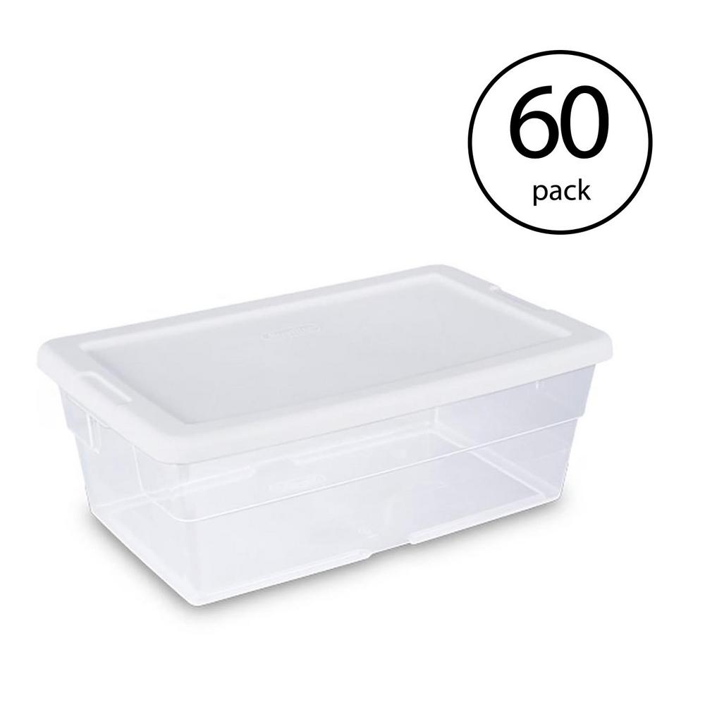 Sterilite 6 Qt Clear Stacking Closet Storage Bin Container With Lid   Clear Sterilite Storage Bins 60 X 16428012 64 1000 