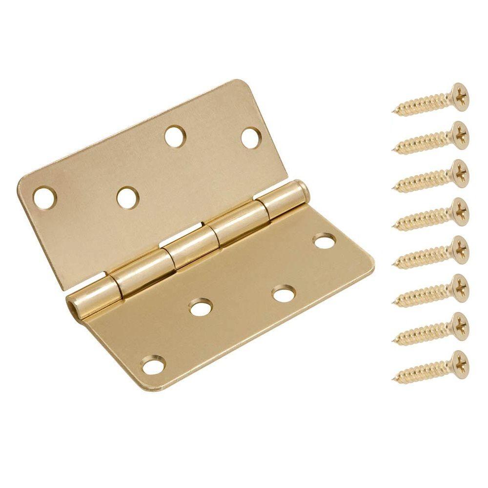 Everbilt 4 In X 1 4 In Satin Brass Radius Door Hinge