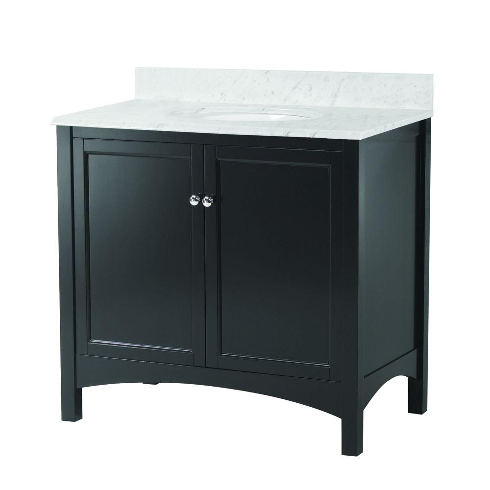 Home Decorators Collection Haven 37 in. W x 22 in. D Vanity in Espresso with Marble Vanity Top in Carrara White was $849.0 now $594.3 (30.0% off)