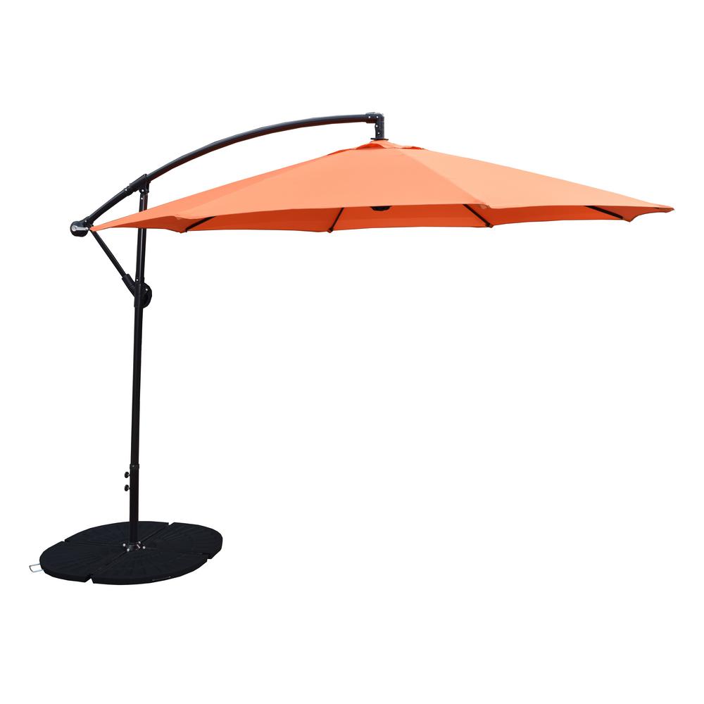 10 Ft Cantilever Patio Umbrella In Burnt Orange And 4 Piece Cast 10 Ft Cantilever Patio Umbrella In