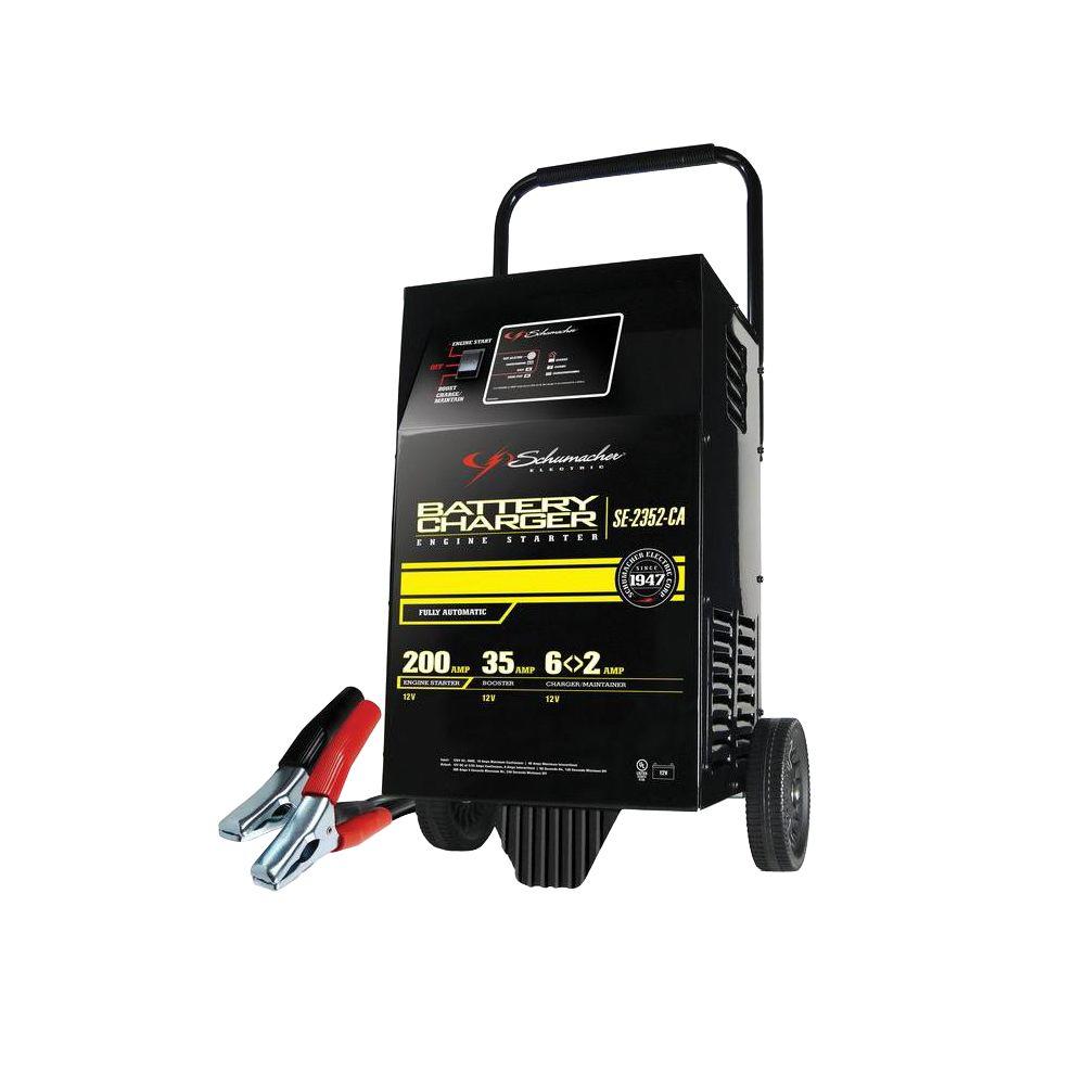 Schumacher 12-Volt Fully Automatic Wheel Battery Charger with Engine