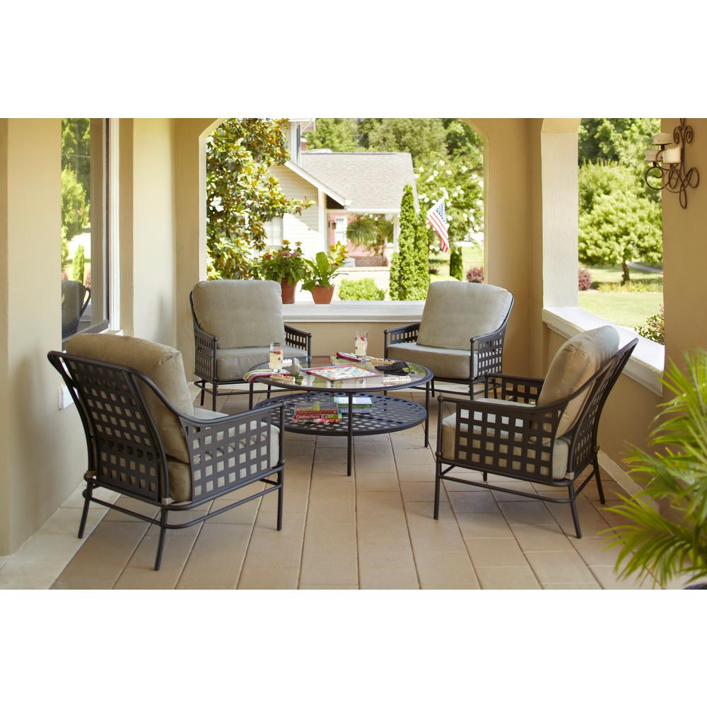 Lynnfield 5-Piece Patio Conversation Set with Gray Beige Cushions