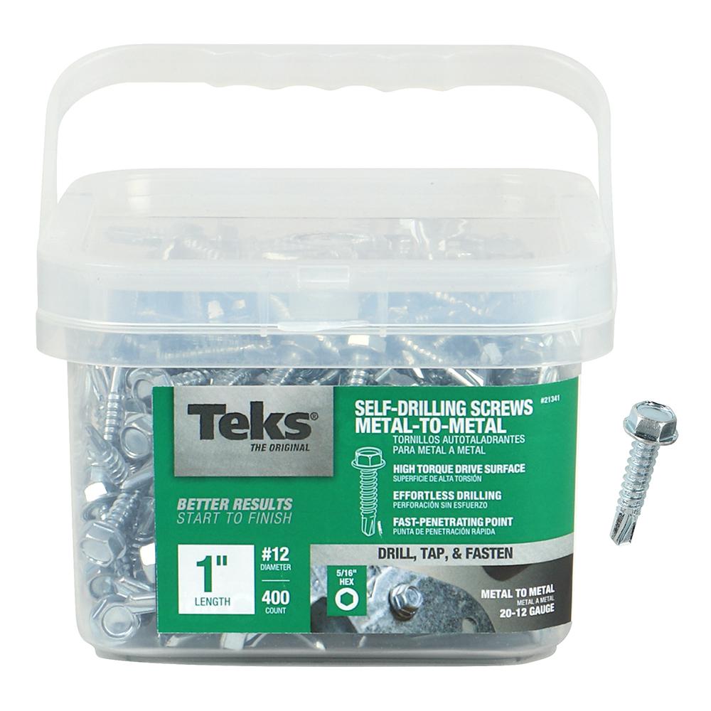 Needle Point #14-10 X 3 Hex Slotted Indented Washer Head A//F=3//8 500 pcs Steel Zinc Plated Self-Piercing Screws