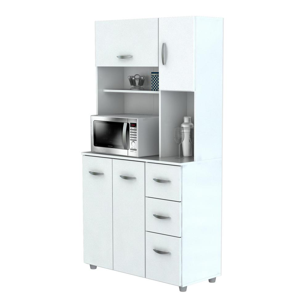 Inval Laricina 35 04 In X 15 35 In X 66 14 In Microwave Storage Utility Cabinet In White Gcm 042 The Home Depot