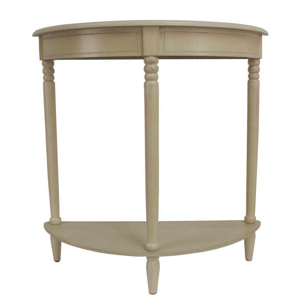 Decor Therapy Simplicity Antique White Half Round Console Table Decor Therapy Simplicity Antique White Half Round Console Table