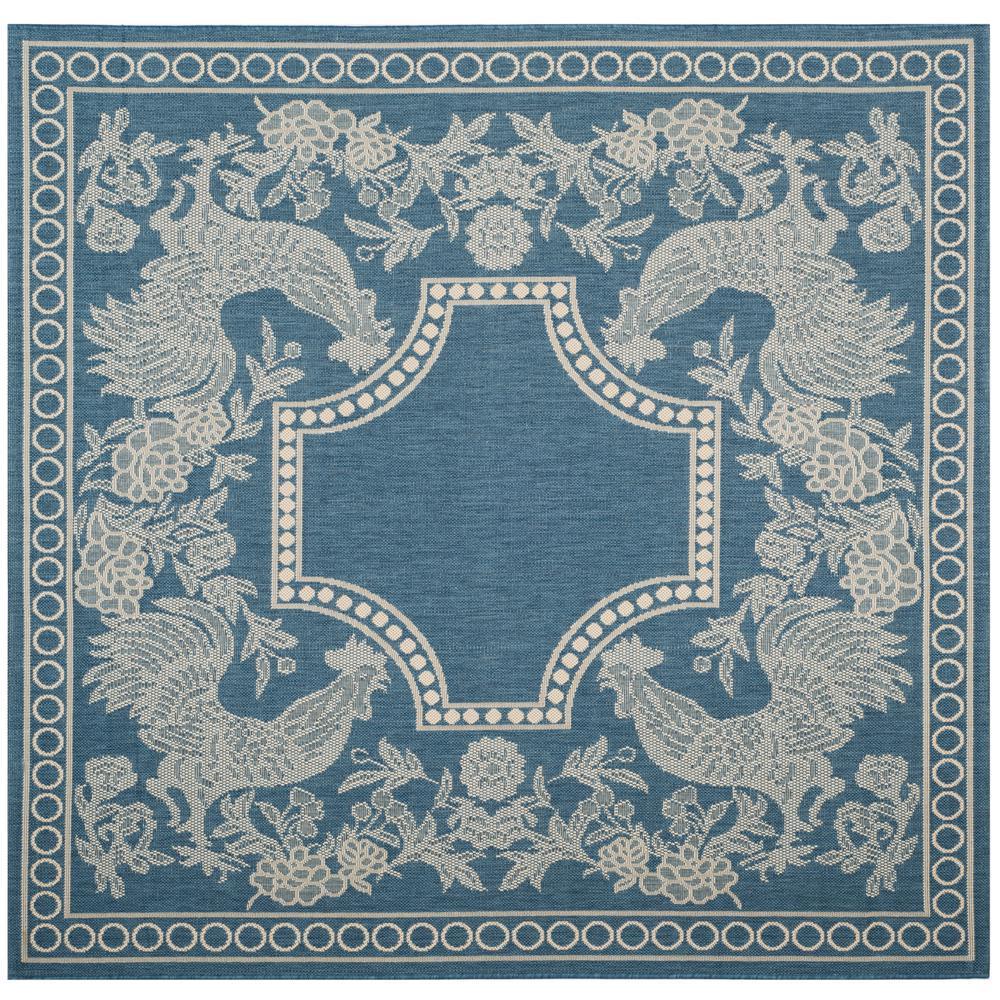 Safavieh Courtyard Blue/Natural 7 ft. x 7 ft. Indoor/Outdoor Square