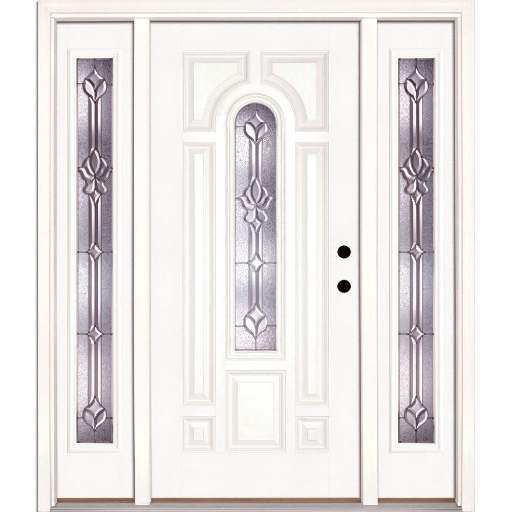 Feather River Doors 59 5 In X81 625 Na Zinc Center Arch Lite Feather River Doors 59 5 In X81 625 Na Zinc Center Arch Lite Unfinished Smooth Left Hand Fiberglass Prehung Front Door W Sidelites