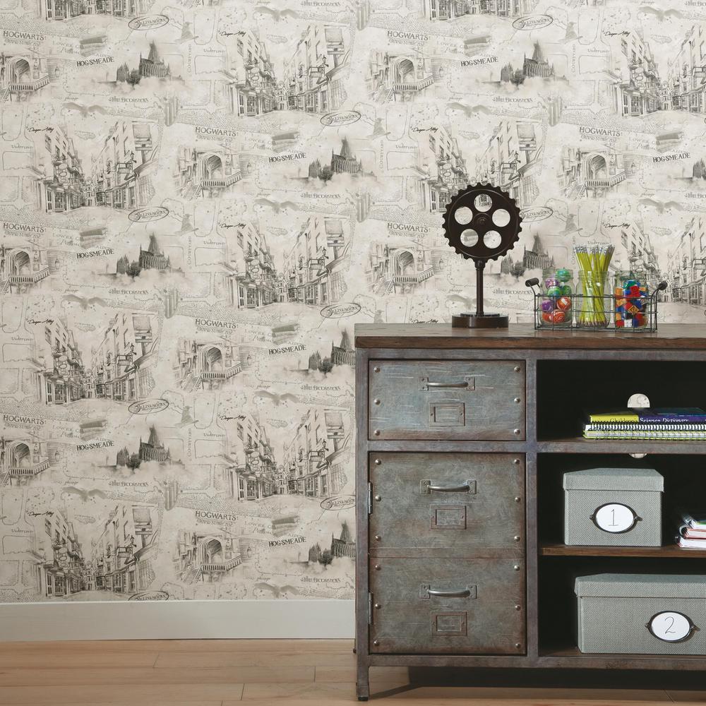 Roommates 28 29 Sq Ft Harry Potter Map Peel And Stick Wallpaper