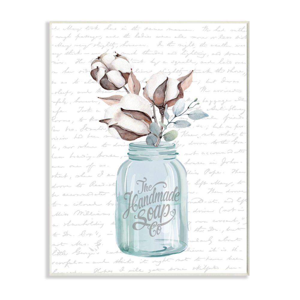 Stupell Industries Handmade Soap Jar Cotton Flower Bathroom Word Design By Lettered And Linedwood Abstract Wall Art 15 In X 10 In Wrp 1397 Wd 10x15 The Home Depot