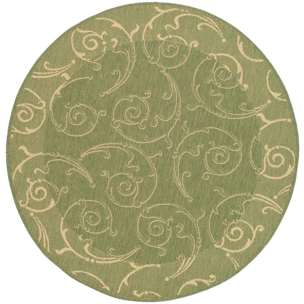 Safavieh Courtyard Olive/Natural 8 ft. x 8 ft. Indoor/Outdoor Round