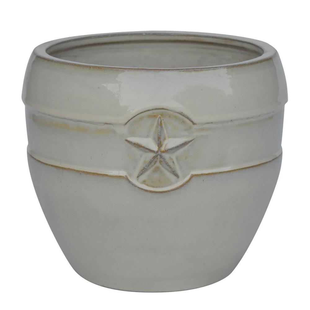 Southern Patio Houston 11 in. x 9.5 in. White Ceramic PlanterCRM