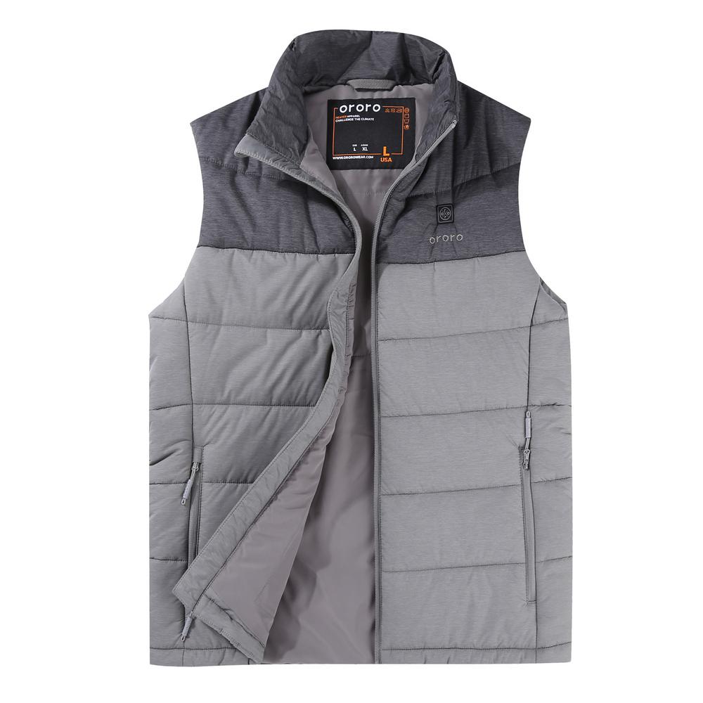 ORORO Men's Medium 7.4-Volt Lithium-Ion Gray Lightweight Heated Vest with One 5.2 Ah Battery and 