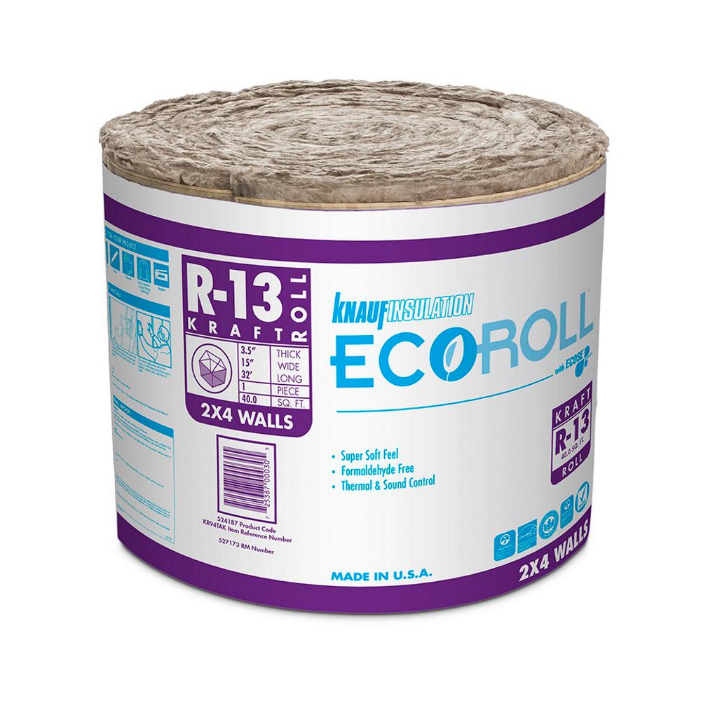 Knauf Insulation R13 Kraft Faced Fiberglass Insulation Roll 15 in. x