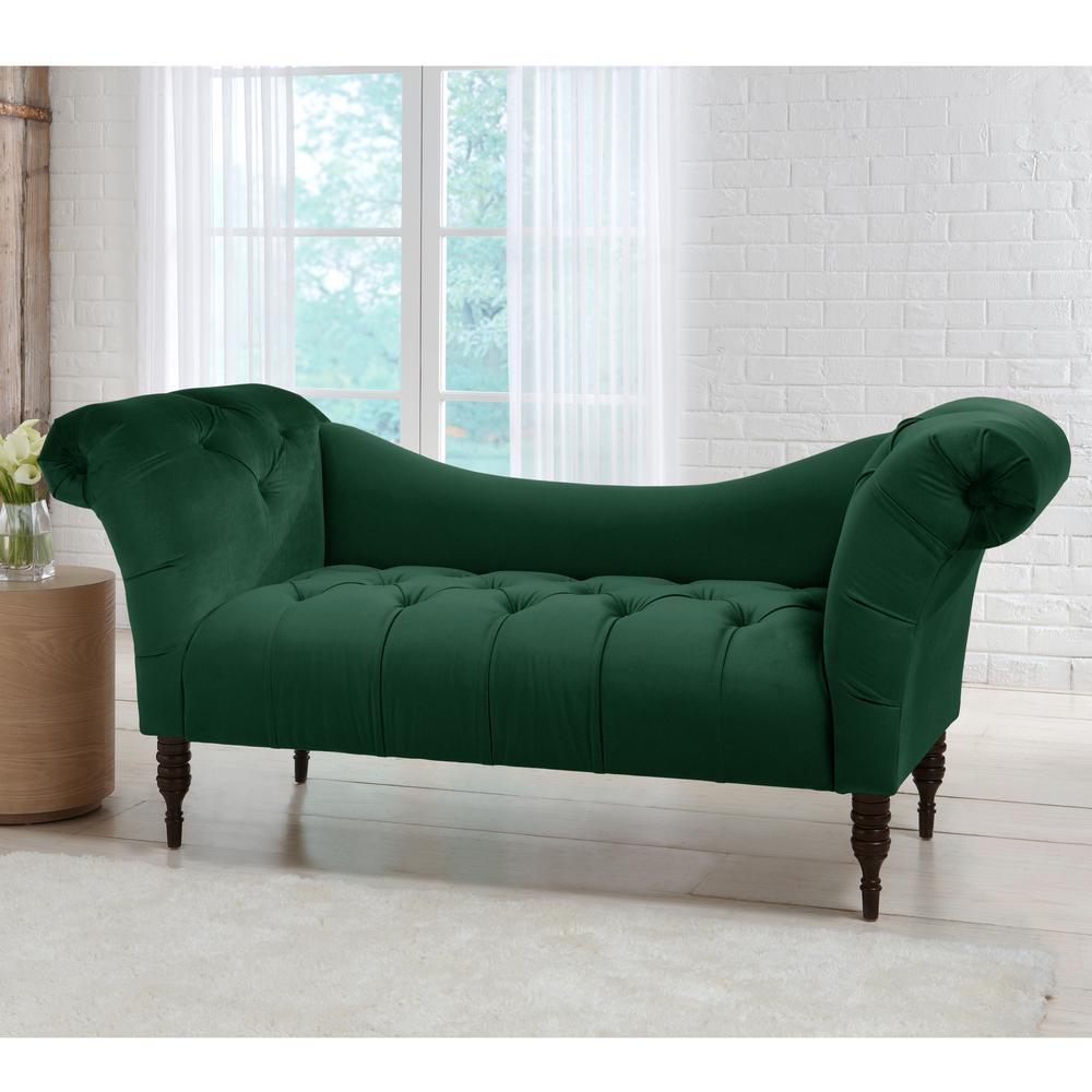 Skyline Furniture Tufted Green Chaise Lounge In Mystere Jade Skyline Furniture Tufted Green Chaise Lounge In Mystere Jade