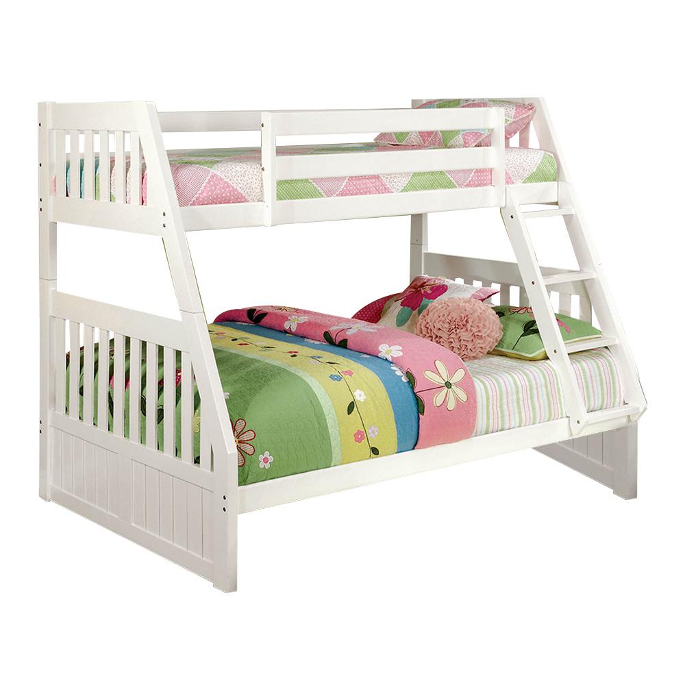 William's Home Furnishing Canberra ii Twin/Full Bunk Bed White Finish