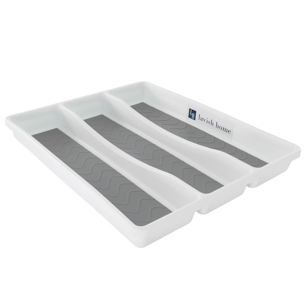 Lavish Home White Durable Plastic Drawer Organizer with 3Sections