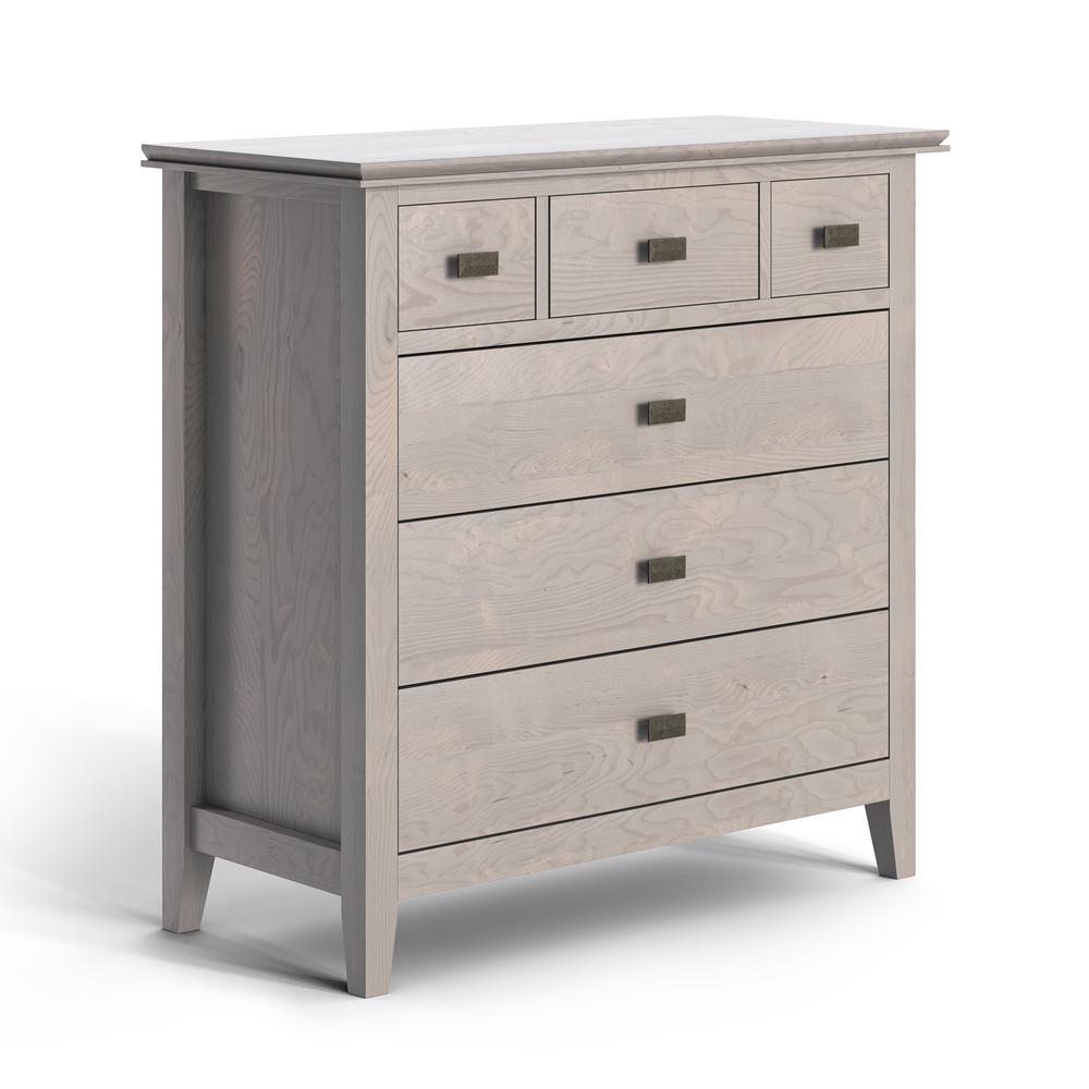 Simpli Home Artisan 6 Drawers Fog Grey Solid Wood 36 In Wide
