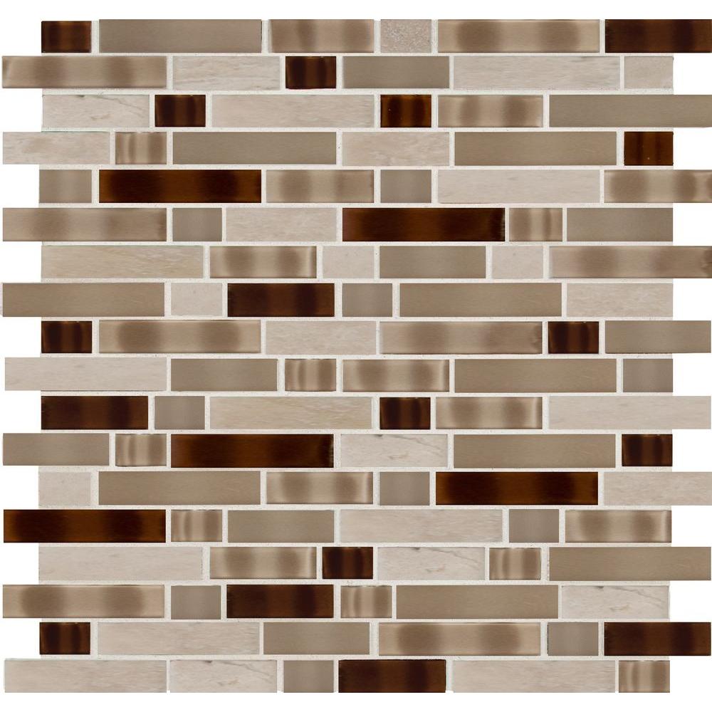 Msi Tuscan Trail Interlocking 12 In X 6mm Glass And Stone Mesh Mounted Mosaic Wall Tile