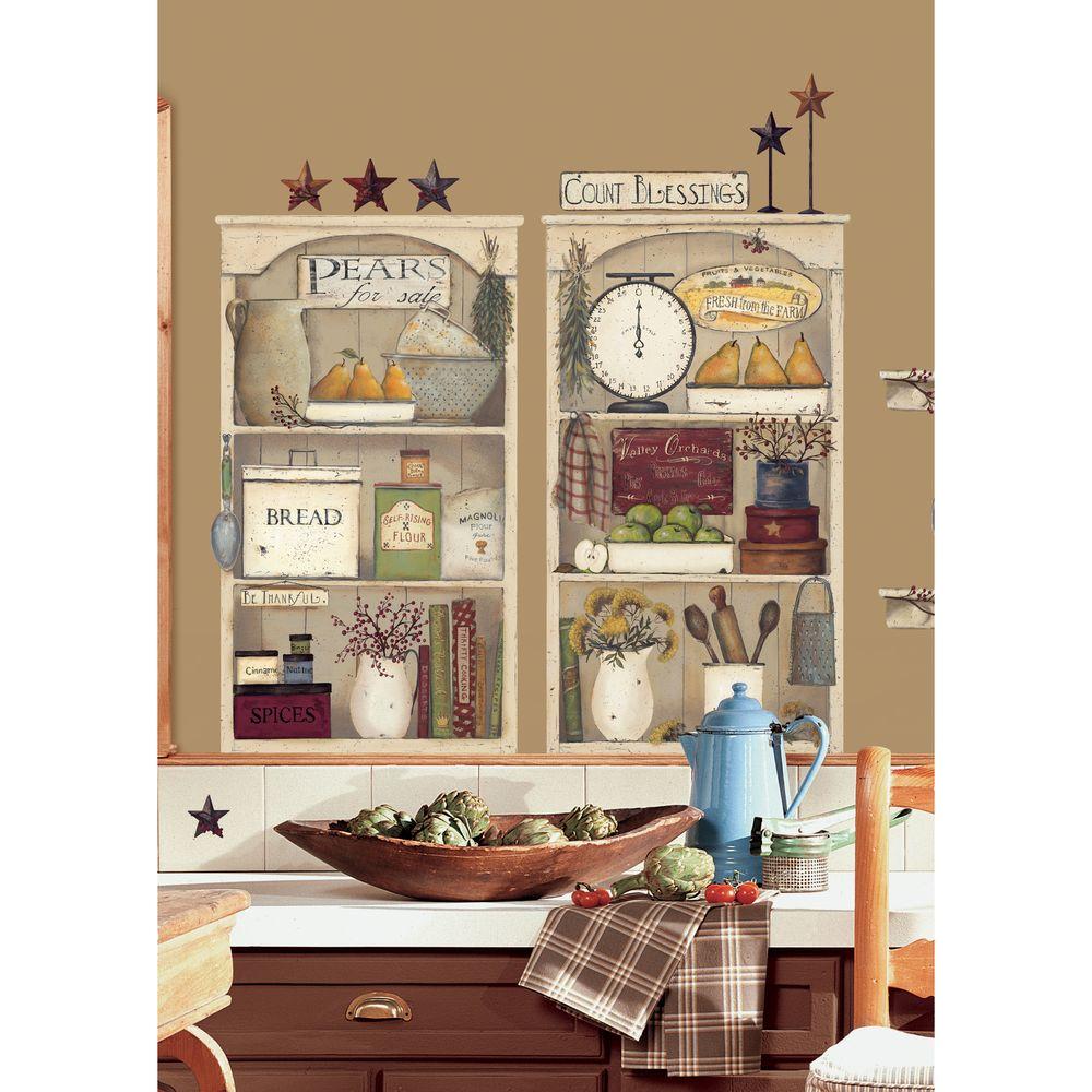 27 in. x 40 in. Country Kitchen Shelves 17Piece Peel and Stick Giant