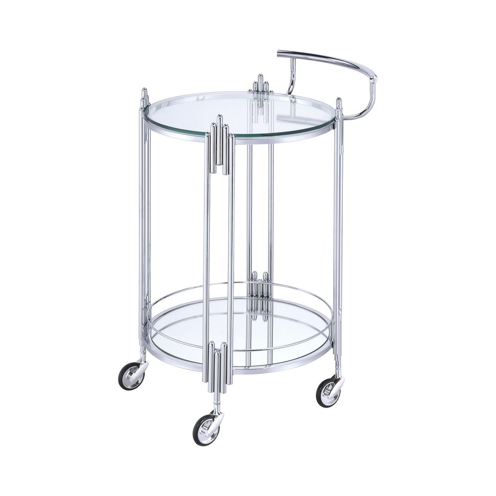 Furniture Of America Kapelle Chrome Serving Cart With Caster Furniture Of America Kapelle Chrome Serving Cart With Caster