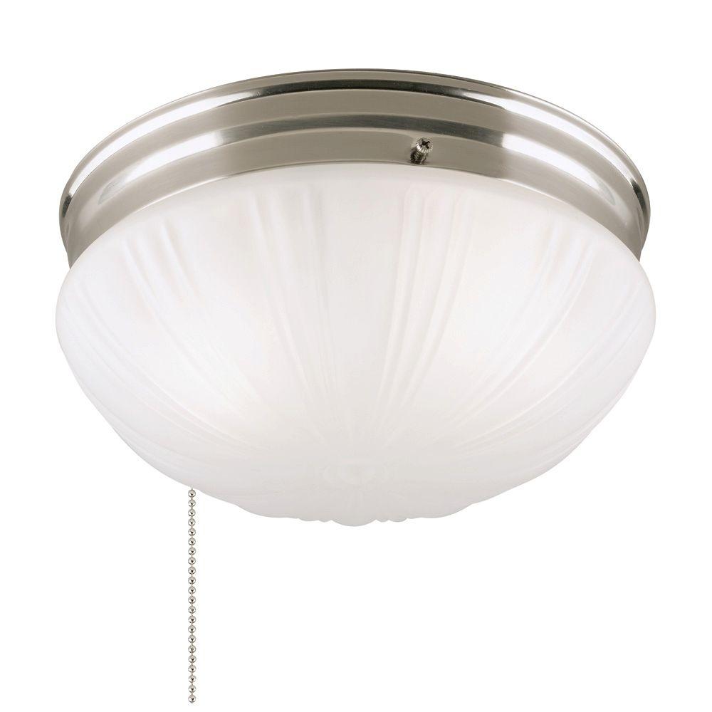 Westinghouse Flush Mount Lights Lighting The Home Depot 2 Light Brushed Nickel Flushmount Interior With Pull Chain And Frosted Fluted Glass