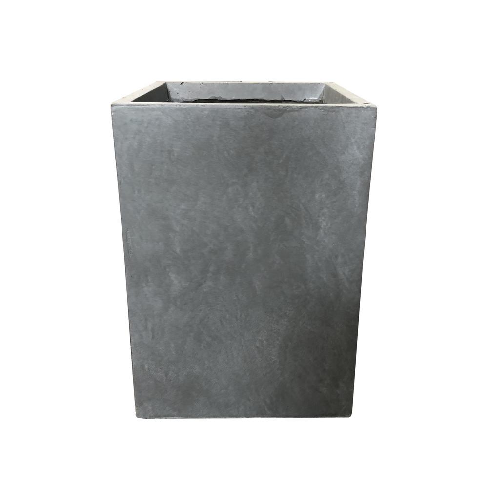Kante Small 13 In Tall Slate Gray Lightweight Concrete Square Outdoor Planter Rf0007a C60611 The Home Depot