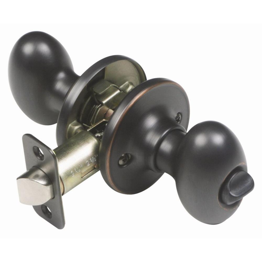 Design House Egg Oil Rubbed Bronze Privacy Bed Bath Door Knob With Universal 6 Way Latch 740498 The Home Depot