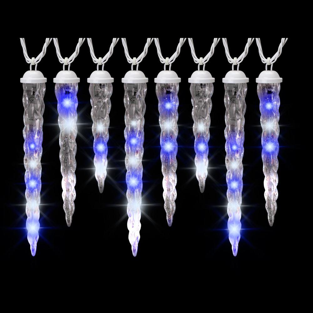 LightShow 8-Light Icy Blue/White Shooting Star Varied Size Icicle Light