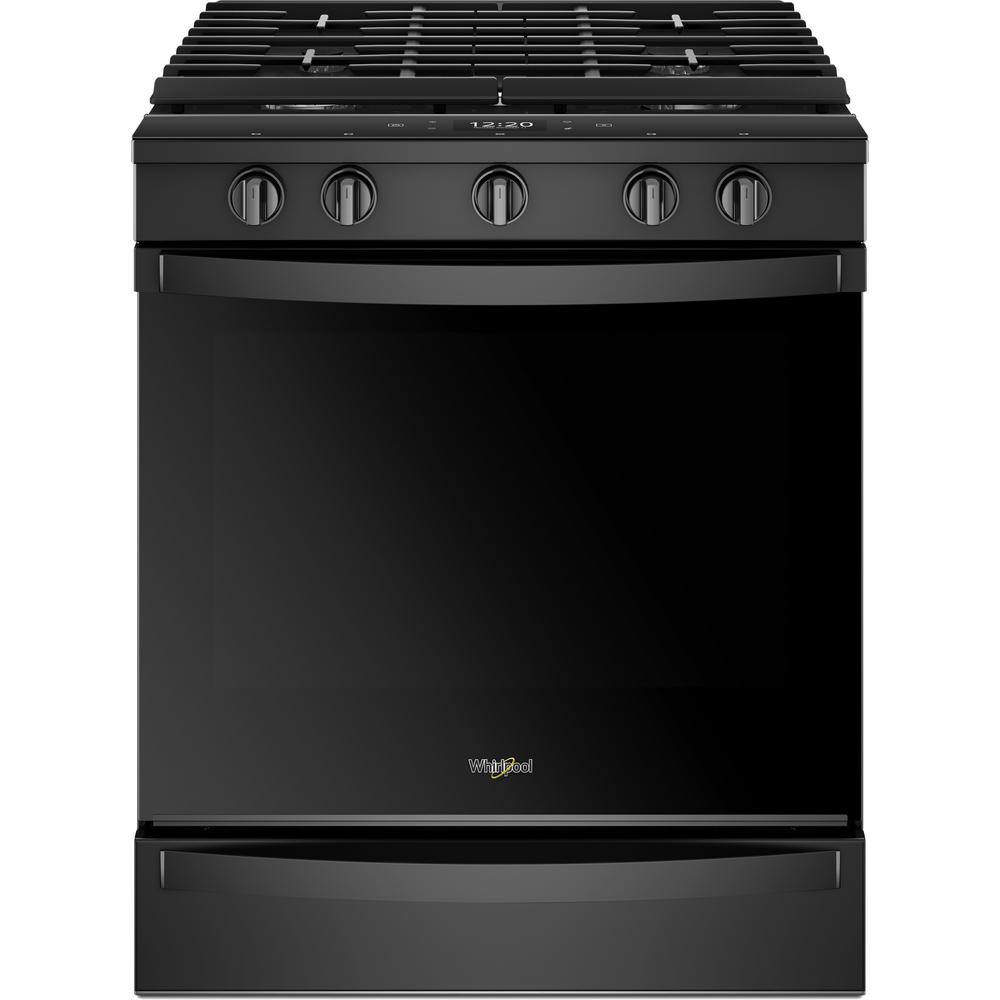 Whirlpool 5.8 cu. ft. Smart Slide-In Gas Range with EZ-2-LIFT Hinged Cast-Iron Grates in Black