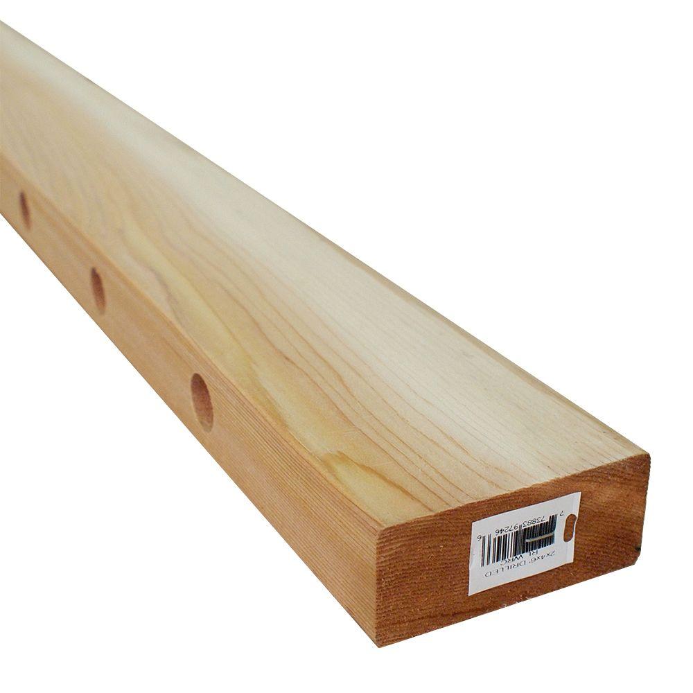 2 in. x 4 in. x 6 ft. Western Red Cedar Predrilled Hand Rail