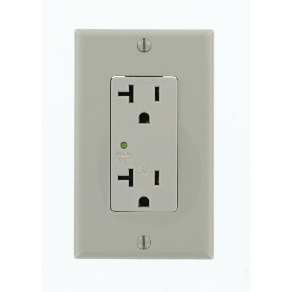 leviton decora plus 20 amp industrial grade heavy duty self rh homedepot com Leviton Surge Outlet Leviton Surge Protector Receptacle