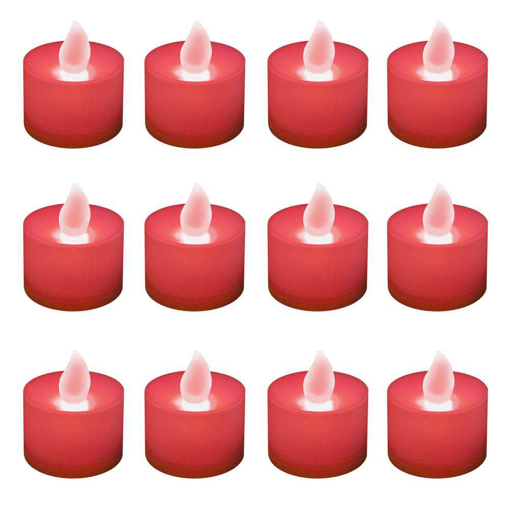 Lumabase Red Led Tealights Box Of 12 80312 The Home Depot Lumabase Red Led Tealights Box Of 12