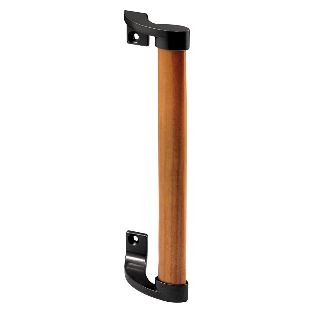 PrimeLine Wood Handle Black Brackets 65/8 in. Holes Sliding Door Pull