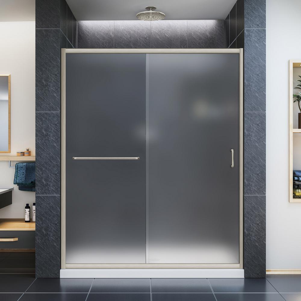 Infinity Z 56 To 60 In X 72 In Semi Semi Frameless Sliding Shower Door In Brushed Nickel