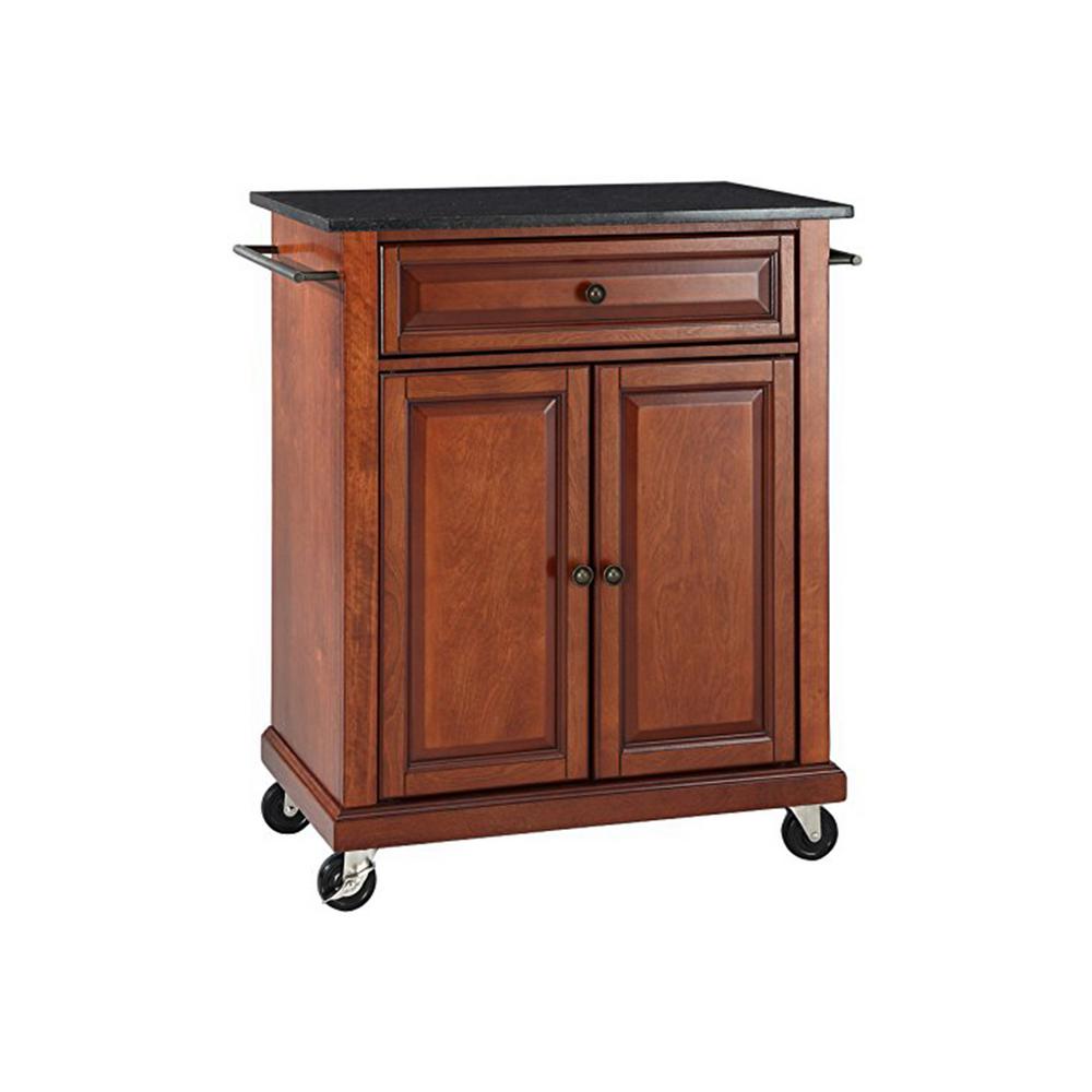 Crosley Cherry Kitchen Cart With Black Granite Top Kf30024ech The Crosley Cherry Kitchen Cart With Black Granite Top