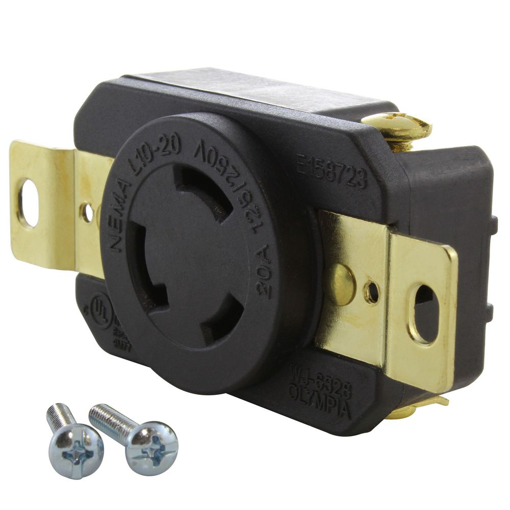 AC WORKS 20 Amp 125Volt/250Volt Nema L1020R Flush Mount Locking Industrial Grade Outlet