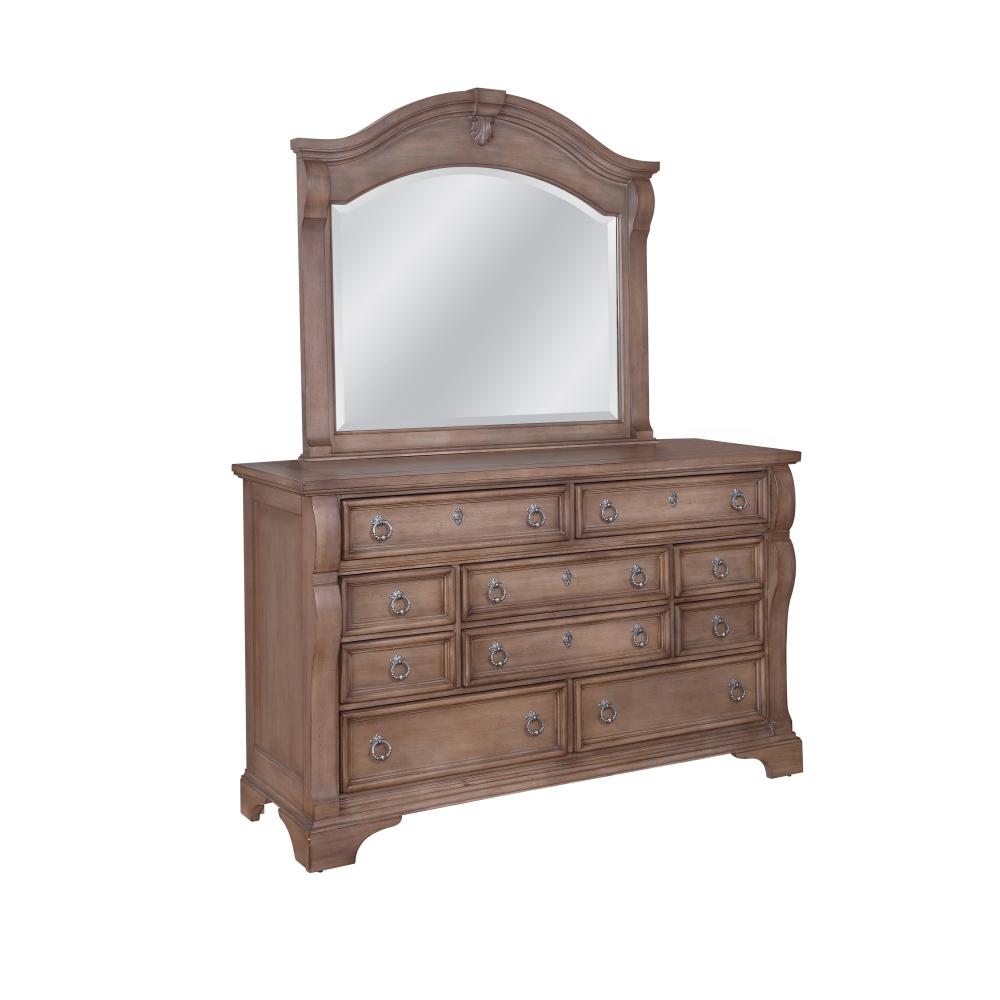 American Woodcrafters Heirloom 10 Drawer Pewter Dresser With American Woodcrafters Heirloom 10 Drawer Pewter Dresser With Mirror