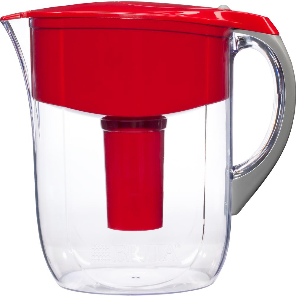 Brita 10 Cup Filtered Water Pitcher In Red 6025835658 The Home Depot Brita 10 Cup Filtered Water Pitcher In Red