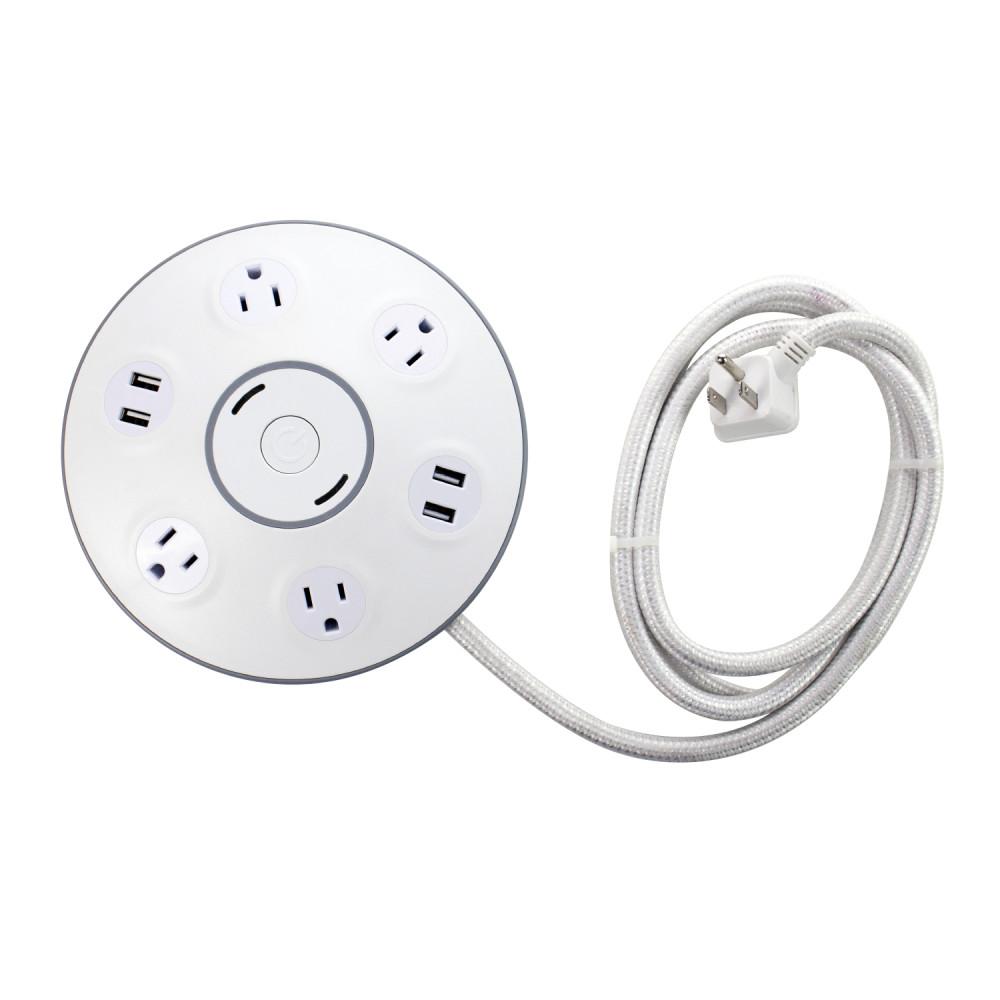 Globe Electric Designer 6 Ft 4 Outlet White Usb Surge Protector