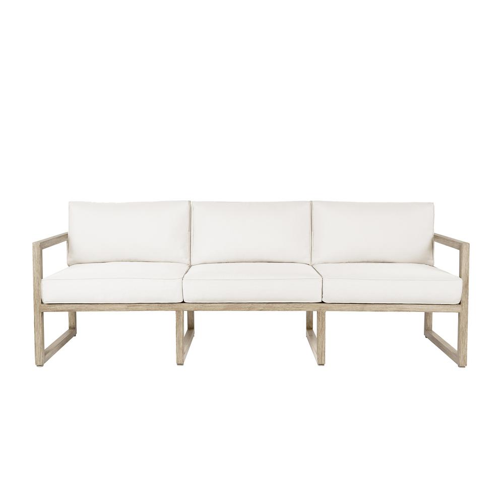 Real Flame Monaco 1 Piece All Weather Aluminum Outdoor Patio Sofa With Pale Gray Cushions