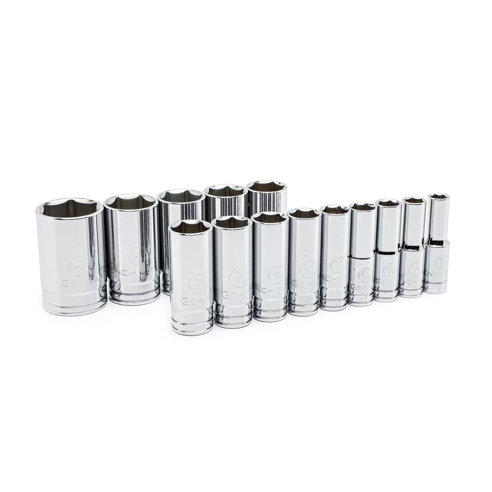 GearWrench 1/2 in. Drive SAE Deep Socket Set (14Piece)80733 The