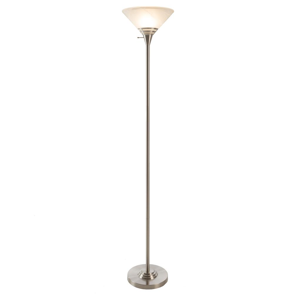 Hampton Bay 71 25 In Bronze Torchiere Floor Lamp With Frosted