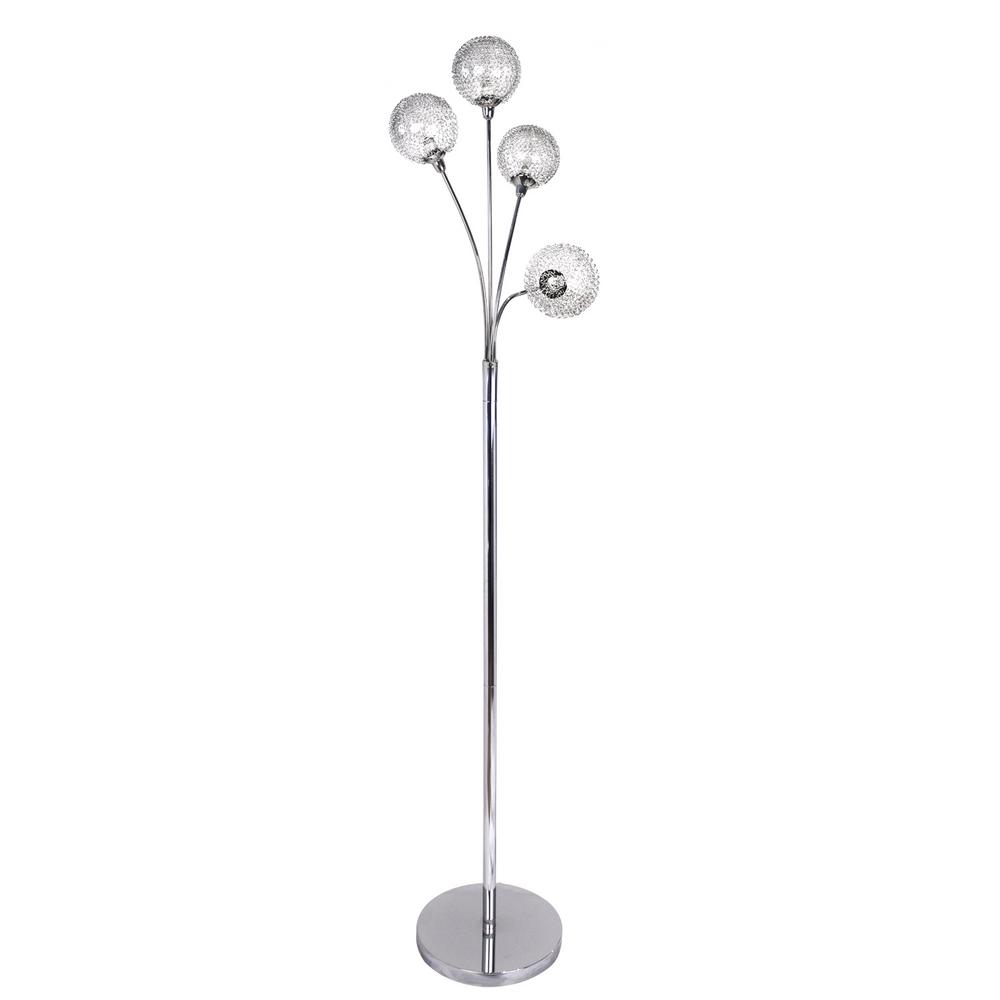 Safavieh Arianna 32.5 in. Silver Glass Candlestick Floor Lamp with Taupe Shade (Set of 2